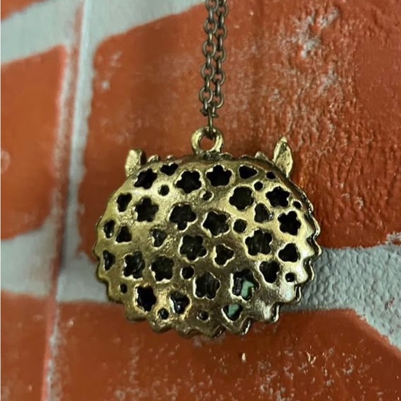 Vintage Owl Yellow/Rhinestone Pendant & Necklace - Picture 2 of 7